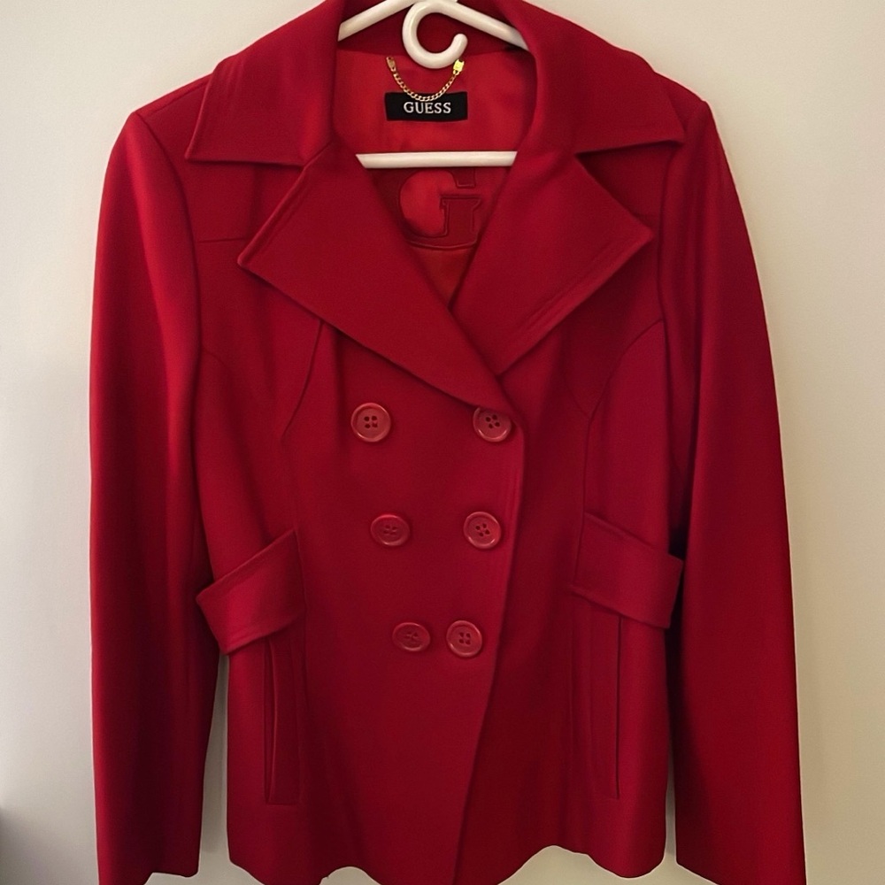 Guess Women's Red Double-Breasted coat new small